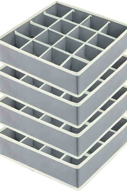 Sock Drawer Organizer Divider, 16-Cell Underwear Organizers and Storage Fabric D