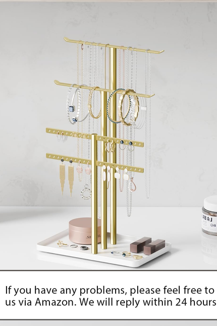 Jewelry Stand Holder Organizer: 14.5" Sturdy Hanger for 80 Pcs Jewelry, Gift for