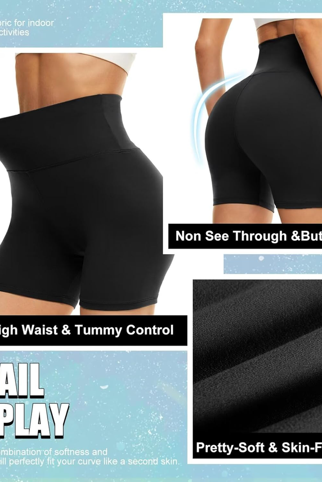 5” Biker Shorts for Women - High Waist Tummy Control Stretch Spandex Workout Yog