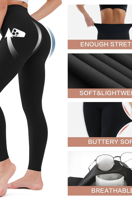 High Waist Leggings Women Tummy Control Butt Lift Yoga Pants Non See Through
