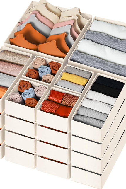 12-Pack Drawer Organizer Bins – Foldable Closet & Dresser Dividers for Clothes
