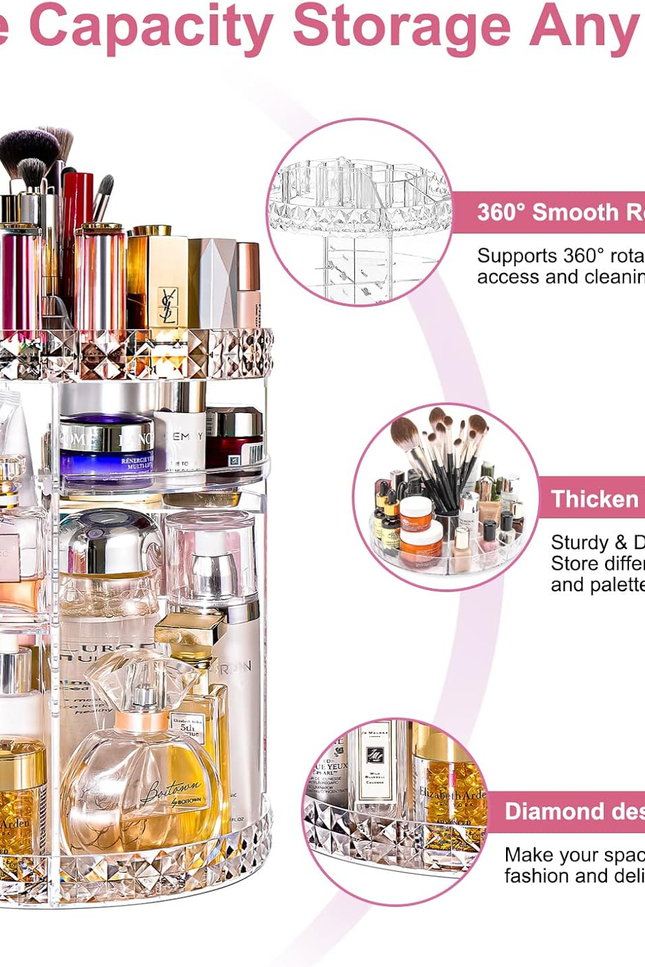 360 Rotating Makeup Organizer Large Perfume Cosmetics Organizer Beauty Organizer