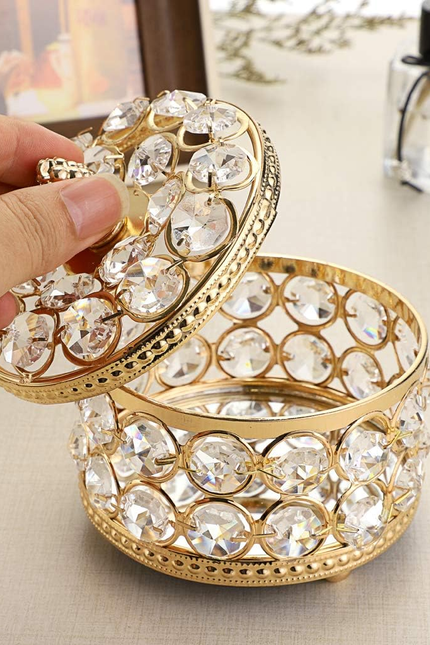 Crystal Mirrored Jewelry Box Jewelry Trinket Organizer Box Home Decor Ring Earri