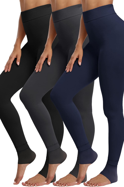 CHRLEISURE Women'S Fleece Lined Tights - Fake Sheer Warm Pantyhose Thick Winter 