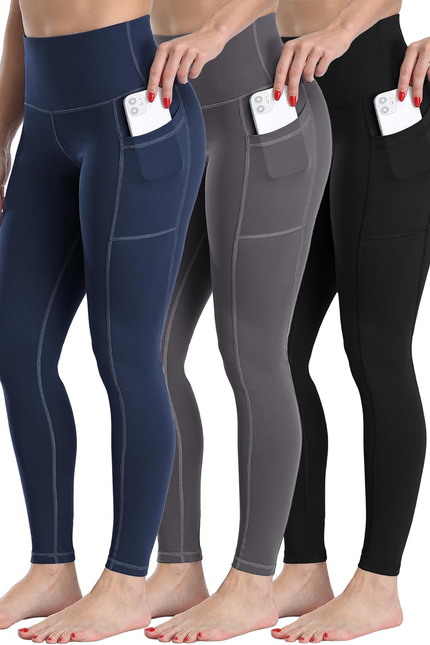 CHRLEISURE Fleece Lined Leggings Women with Pockets - Winter Warm Thermal Thick 