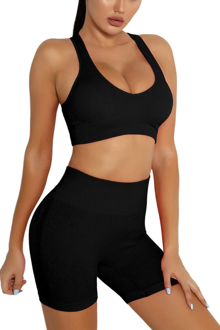 Workout Sets Two Piece Outfits for Women Clothes Gym Yoga Seamless Racerback Spo