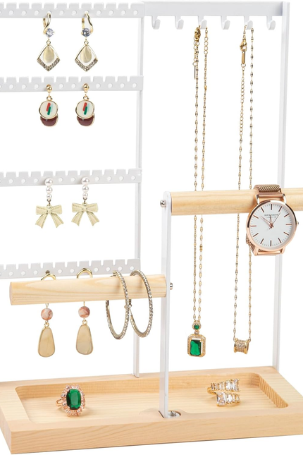 Jewelry Organizer Stand, Jewelry Holder, Lengnoy 4 Tier Earring Holder with 48 H