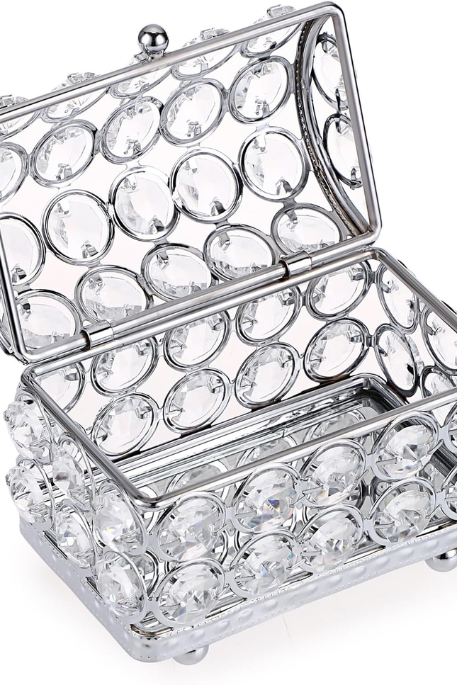 Small Crystal Jewelry Box with Mirrored Base – Sparkling Trinket Organizer Gift