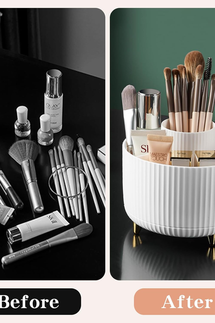 360° Rotating Desktop Women Brush Holder Organizer, Makeup Organizers Countertop