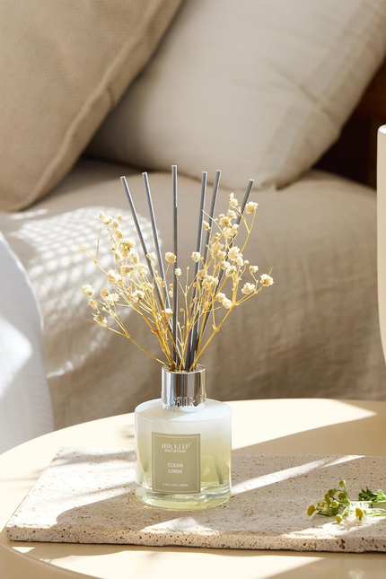 Airkeep Reed Diffuser Set,3.38 Fl Oz (100 Ml) - Clean Linen Oil Diffusers with 8