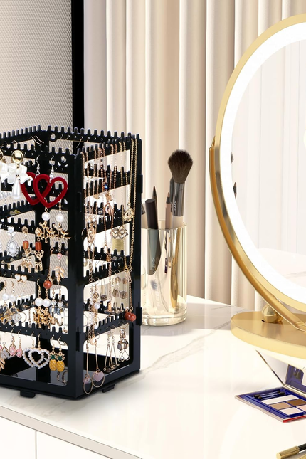 360 Rotating Earring Holder Organizer Stand,5 Tiers Acrylic Jewelry Organizers a