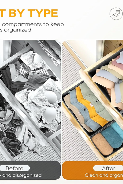 8-Piece Drawer Organizer Set – Closet Dividers for Socks, Underwear, Bras, Cloth