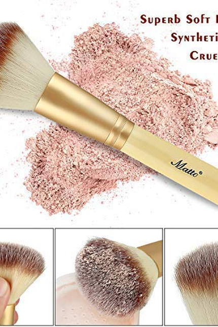 Matto Makeup Brushes 10-Piece Golden Makeup Brush Set with Foundation Powder Min