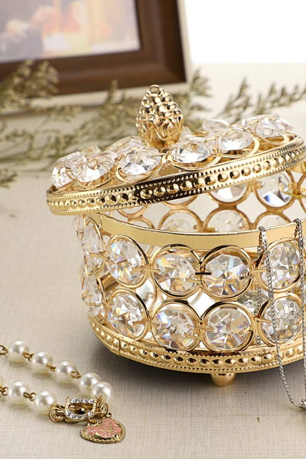 Crystal Mirrored Jewelry Box Jewelry Trinket Organizer Box Home Decor Ring Earri