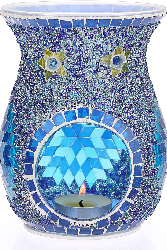 Charming Mosaic Essential Oil Burner, Tea Light Wax Melt Warmer for Scented Wax,