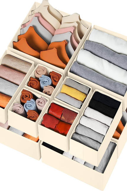 12-Pack Drawer Organizer Bins – Foldable Closet & Dresser Dividers for Clothes