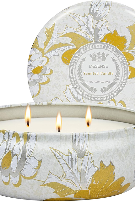 Peach Scented Candles 12Oz 40 Hour Long Lasting, 3 Wick Soy Candles for Home Sce