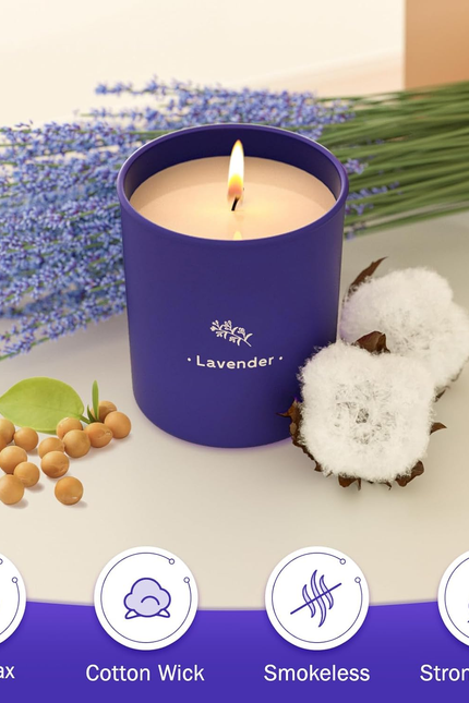 Lavender Candles for Home Scented, 8 Oz Scented Candles Present, Purple Jar Wax,