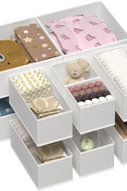 6 Pack Drawer Organizer for Clothes, Dresser Drawer Organizer Bins, Foldable Fab