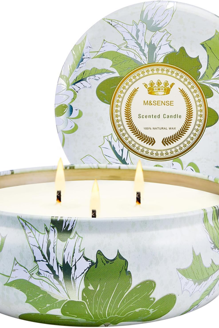 Peach Scented Candles 12Oz 40 Hour Long Lasting, 3 Wick Soy Candles for Home Sce