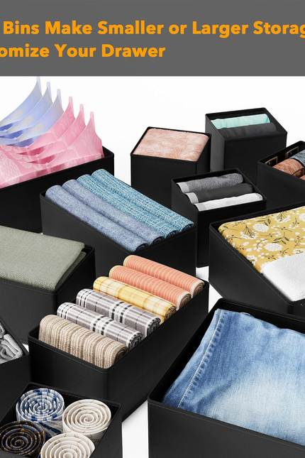 12-Pack Drawer Organizer Bins – Non-Woven Fabric Dresser Storage Boxes