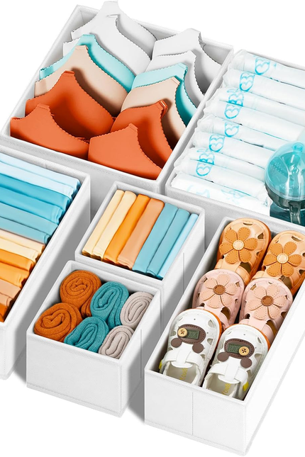 12-Pack Drawer Organizer Bins – Foldable Closet & Dresser Dividers for Clothes