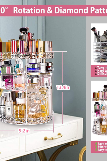 360 Rotating Makeup Organizer Large Perfume Cosmetics Organizer Beauty Organizer