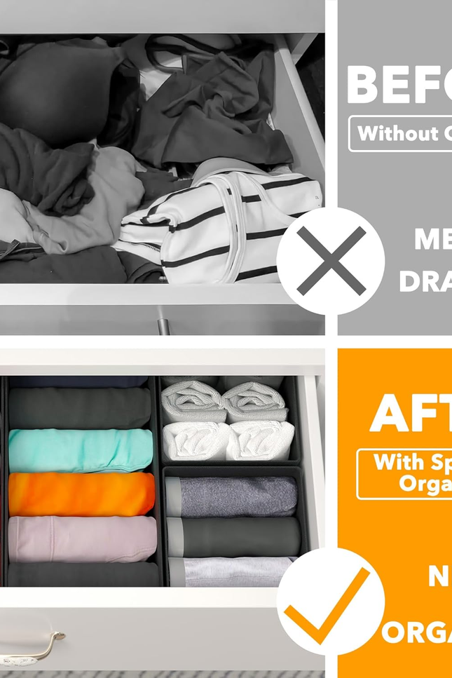 12-Pack Drawer Organizer Bins – Non-Woven Fabric Dresser Storage Boxes