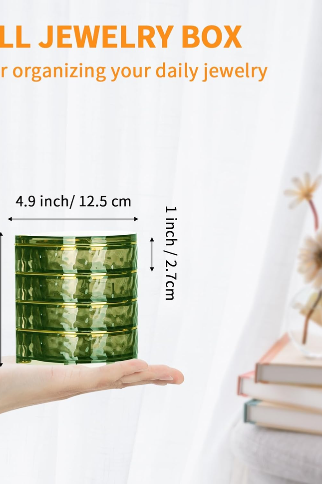 4-Layers Rotatable Jewelry Organizer Storage Box, Clear Jewelry Holder Case for 