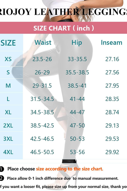 RIOJOY Womens Sexy Leather Leggings PU High Waist Butt Lifting Pleather Pants St
