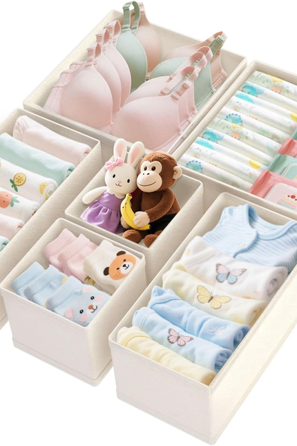 Drawer Organizer Clothes 6 Pack, Dresser Closet Organizers for Baby Clothes Unde