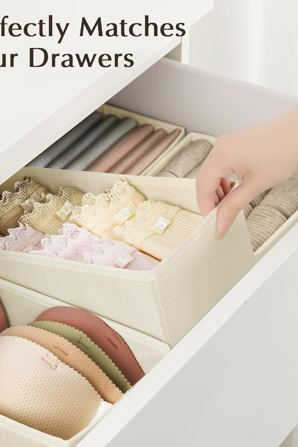 Drawer Organizers Clothes, Set of 4 Dresser Organizer Bins, Fabric Closet Organi