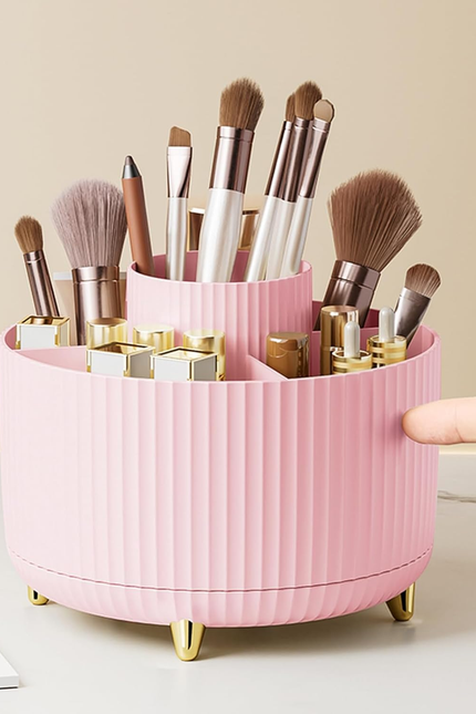 Makeup Brush Holder Organizer,360° Rotating Makeup Brush Organizer,5 Slot Make u