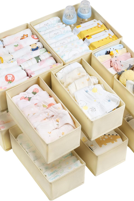 6 Pack Drawer Organizer for Clothes, Dresser Drawer Organizer Bins, Foldable Fab