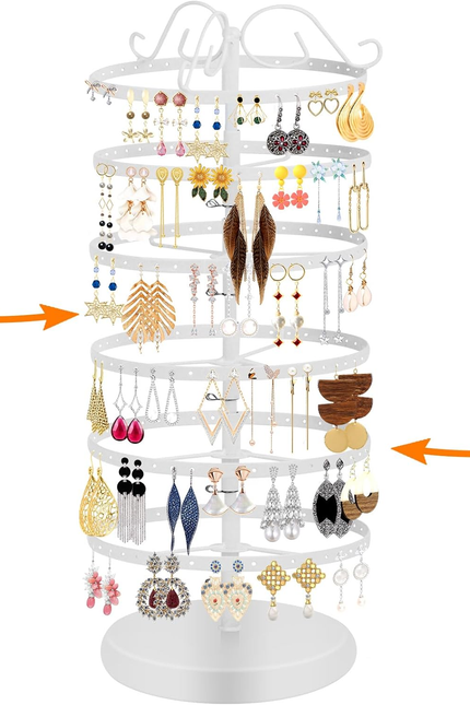 360 Rotating Earring Holder Organizer Stand,5 Tiers Acrylic Jewelry Organizers a