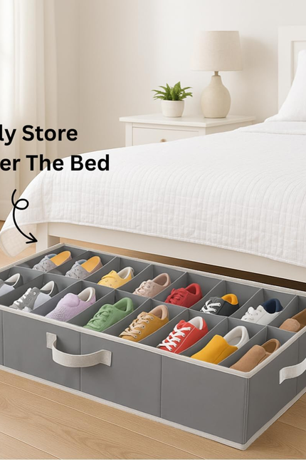 Under Bed Shoe Storage Organizer - TEAR-RESISTANT Heavy Duty 600D Material - Fit