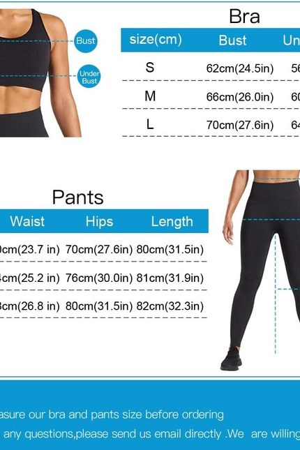 Women 2 Piece Workout Outfits Sports Bra Seamless Leggings Yoga Gym Activewear S