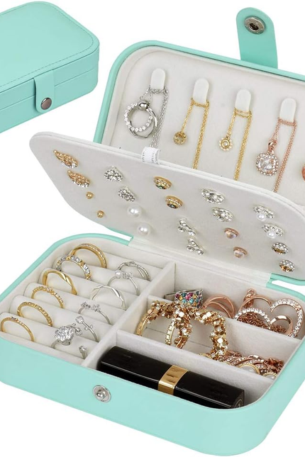 Jiemei Jewelry Box, Travel Jewelry Organizer Cases with Doubel Layer for Women’S