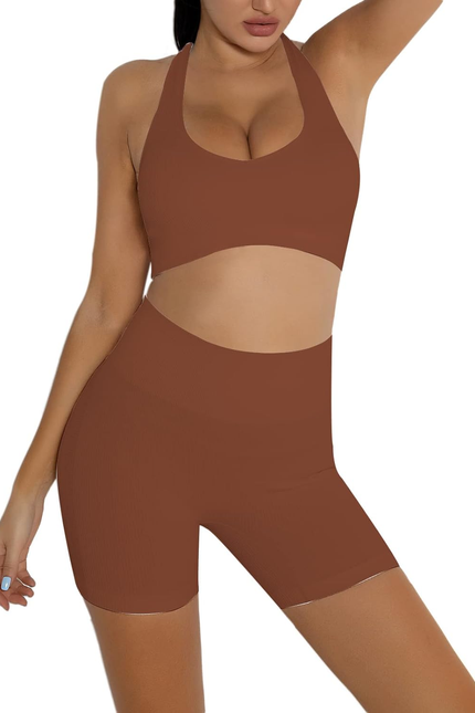 Workout Sets Two Piece Outfits for Women Clothes Gym Yoga Seamless Racerback Spo