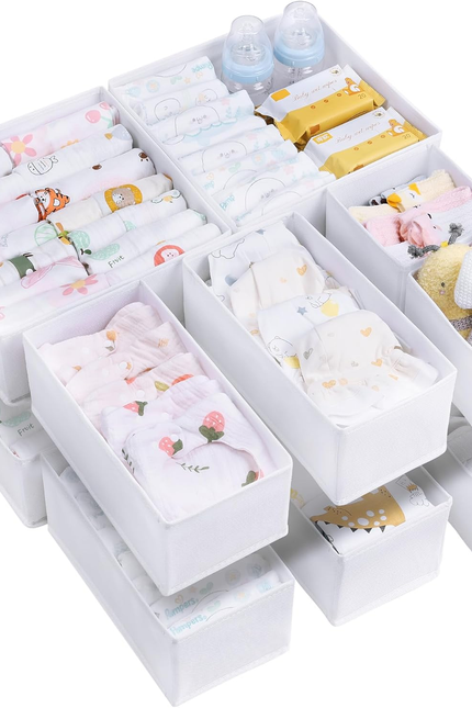 6 Pack Drawer Organizer for Clothes, Dresser Drawer Organizer Bins, Foldable Fab