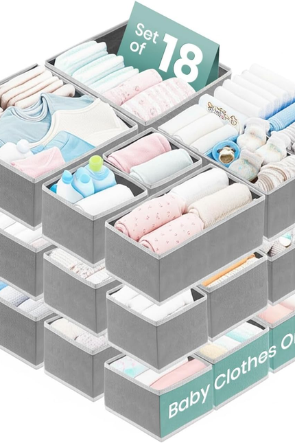 18 Pack Drawer Organizer Clothes-3 Sizes Dresser Organizer for Underwear Closet,