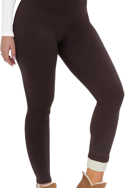 CAMPSNAIL Fleece Lined Leggings Women - Thick Soft High Waisted Black Tummy Cont
