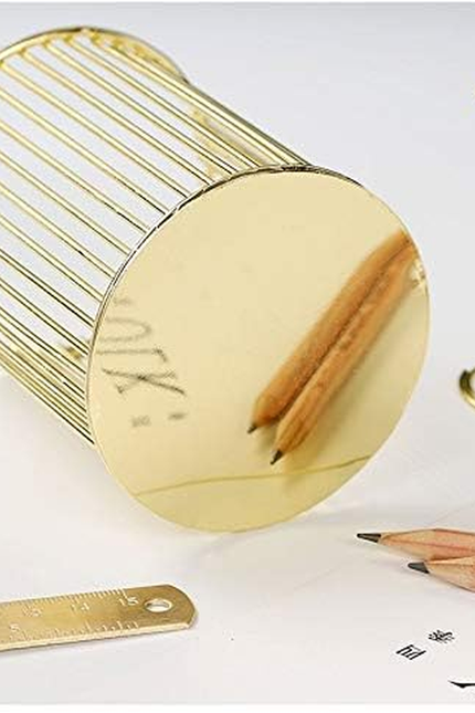 Gold Metal Pen Holder for Desk, Makeup Brushes Cup, Pencil Holders, Office&Home 