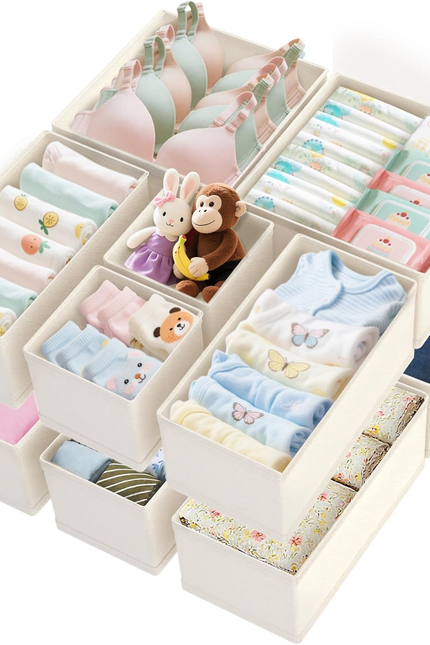 Drawer Organizer Clothes 6 Pack, Dresser Closet Organizers for Baby Clothes Unde
