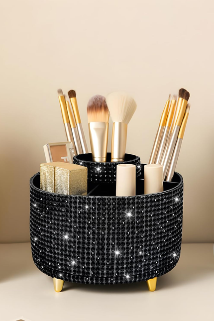 Makeup Brush Holder Organizer,360° Rotating Makeup Brush Organizer,5 Slot Make u