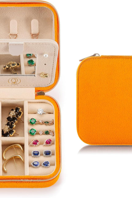 Plush Velvet Travel Jewelry Case Organizer, Small Travel Jewelry Box,Portable Je