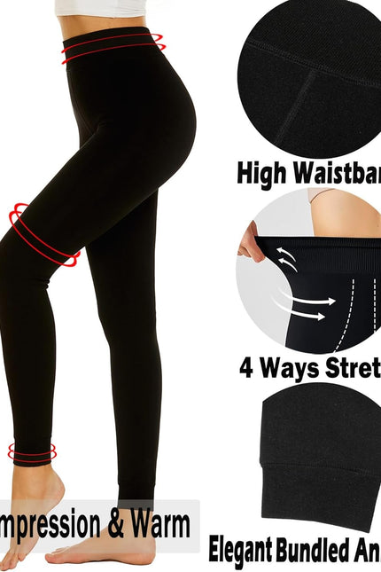 AHLW Winter Warm Fleece Lined Leggings for Women - High Waisted Thick Thermal Le