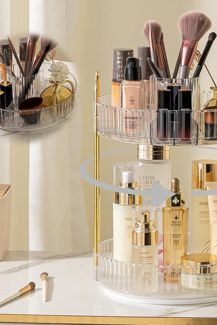 Rotating Makeup Organizer for Vanity, High-Capacity Skincare Perfume Storage, Ba