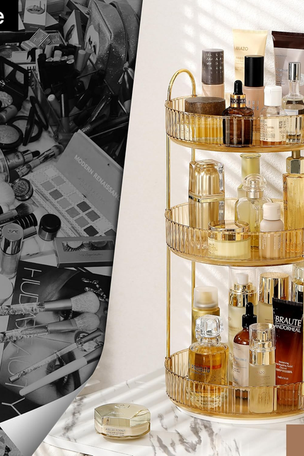 360 Rotating Makeup Organizer for Vanity, Bathroom Countertop Spinning Perfume O