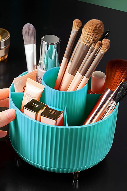 Makeup Brush Holder Organizer,360° Rotating Makeup Brush Organizer,5 Slot Make u